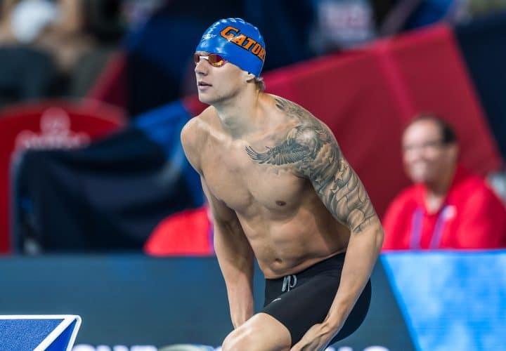 Caeleb Dressel at a swimming competition.