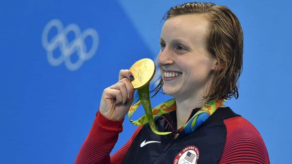 Katie Ledecky winning the Olympic gold