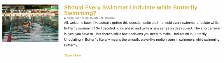An article about undulating while Butterfly swimming.