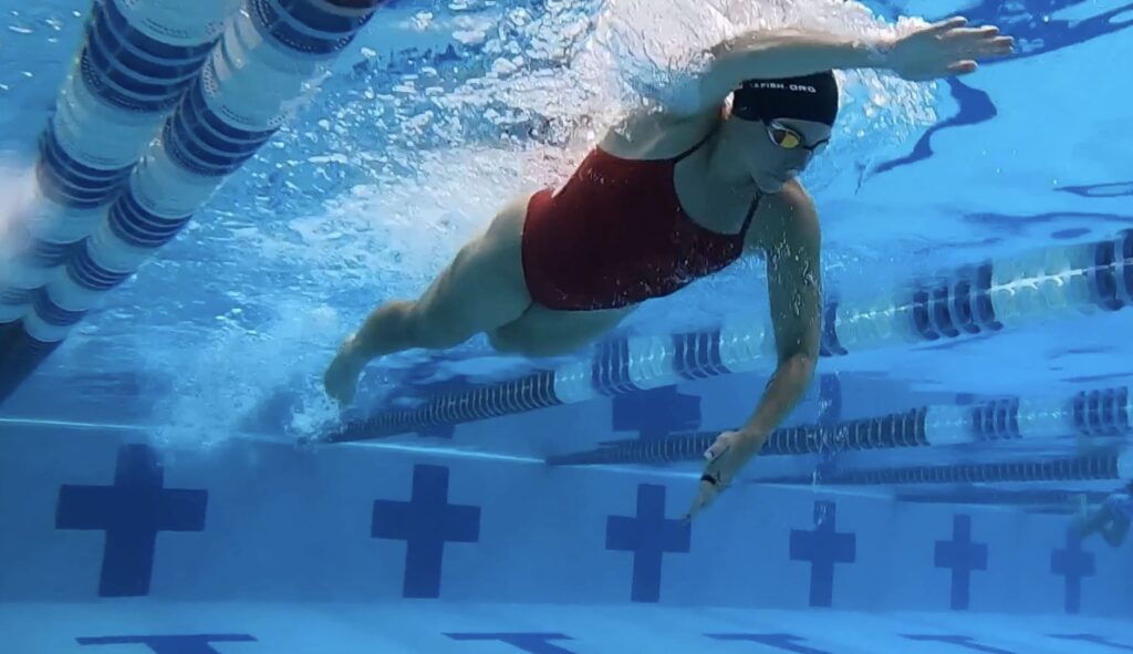 Abbie Fish demonstrates a Straight Arm Freestyle Pull