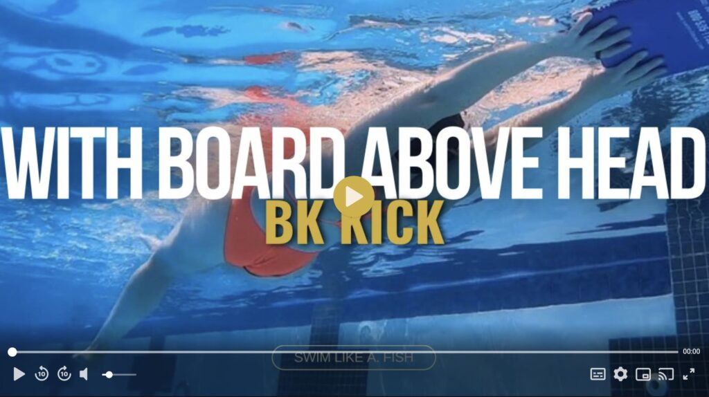 Backstroke Kick Drill with Board Above Head